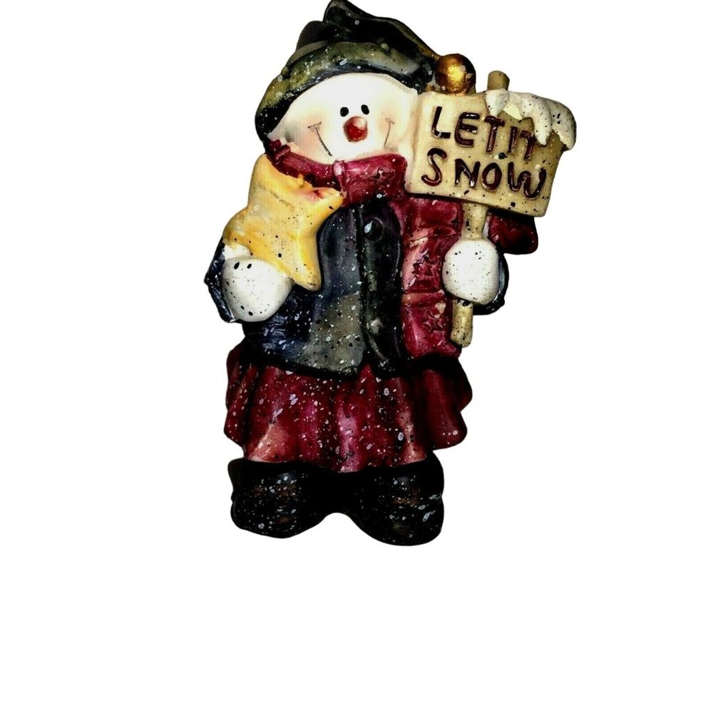 Unbranded Resin 5 inch Snowman “Let It Snow” Figurine, Holidays, Wintertime